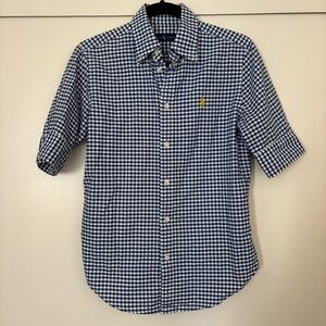 Ralph Lauren Women’s Navy and White Checkered Shirt